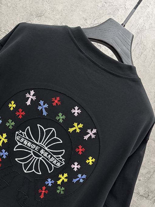 クロムハーツ アメリカンスタイルのアップリケ刺繍りカップル半袖Tシャツ