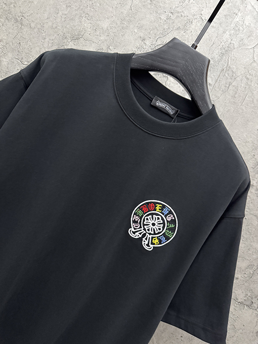 クロムハーツ アメリカンスタイルのアップリケ刺繍りカップル半袖Tシャツ