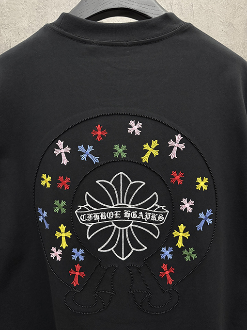 クロムハーツ アメリカンスタイルのアップリケ刺繍りカップル半袖Tシャツ