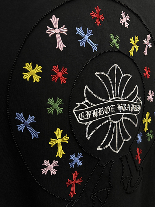 クロムハーツ アメリカンスタイルのアップリケ刺繍りカップル半袖Tシャツ