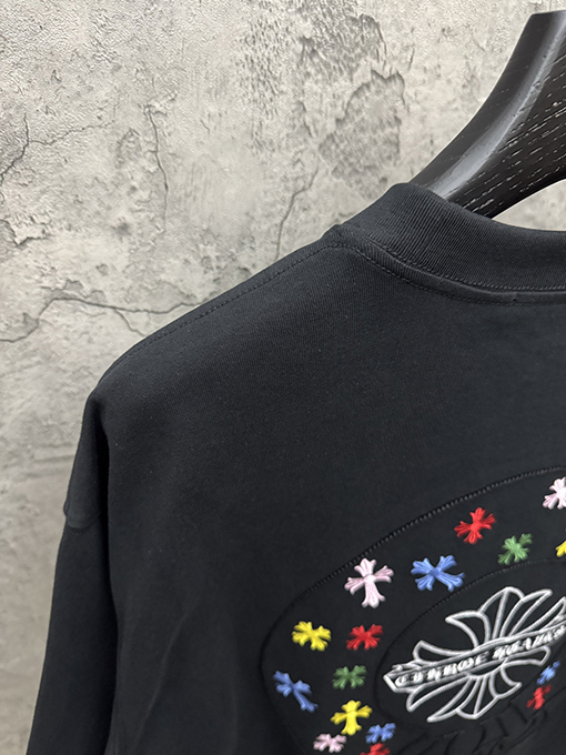 クロムハーツ アメリカンスタイルのアップリケ刺繍りカップル半袖Tシャツ