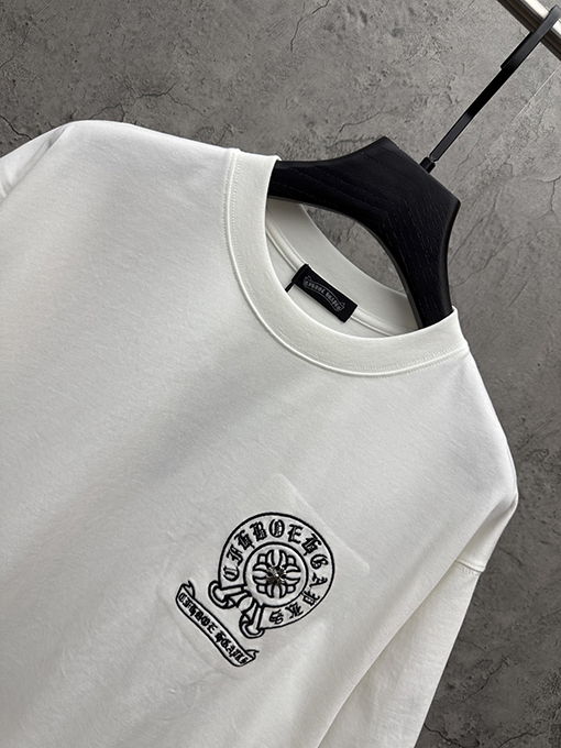 クロムハーツブランドコピー 新モデルアメリカンスタイルのアップリケ刺繍りカップル半袖Tシャツ