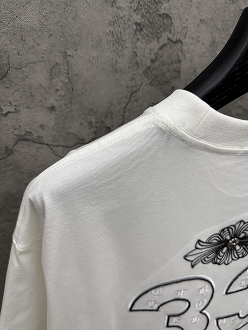 クロムハーツブランドコピー 新モデルアメリカンスタイルのアップリケ刺繍りカップル半袖Tシャツ