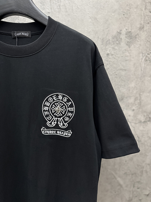 クロムハーツブランドコピー 新モデルアメリカンスタイルのアップリケ刺繍りカップル半袖Tシャツ