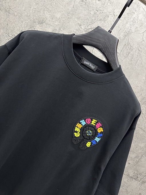 クロムハーツ クラシックアメリカンスタイルのアップリケ刺繍りカップル半袖Tシャツ