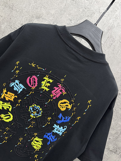 クロムハーツ クラシックアメリカンスタイルのアップリケ刺繍りカップル半袖Tシャツ