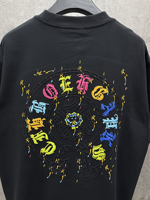 クロムハーツ クラシックアメリカンスタイルのアップリケ刺繍りカップル半袖Tシャツ