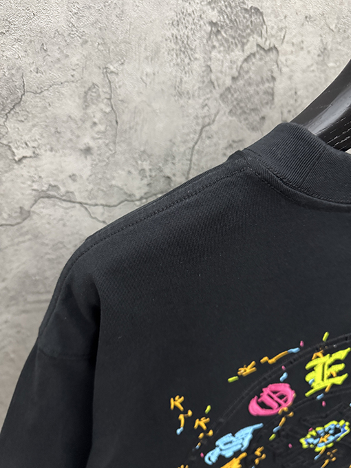 クロムハーツ クラシックアメリカンスタイルのアップリケ刺繍りカップル半袖Tシャツ