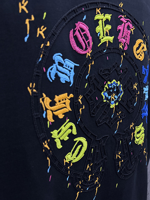 クロムハーツ クラシックアメリカンスタイルのアップリケ刺繍りカップル半袖Tシャツ