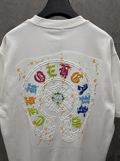 クロムハーツ クラシックアメリカンスタイルのアップリケ刺繍りカップル半袖Tシャツ