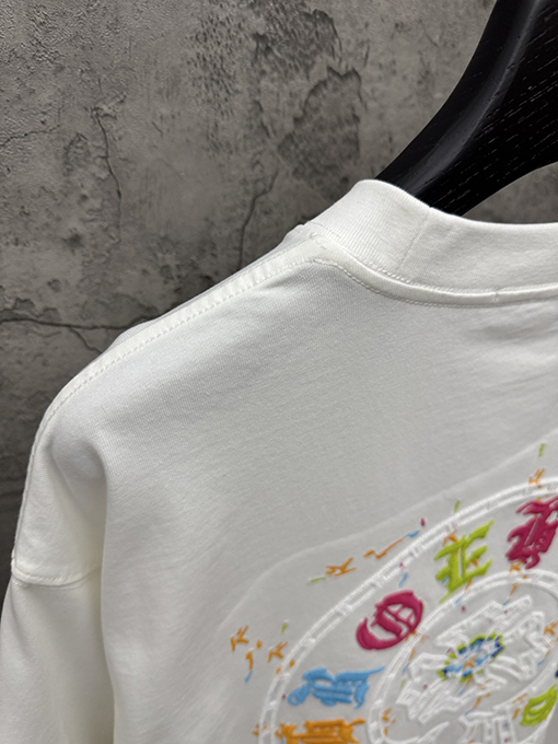 クロムハーツ クラシックアメリカンスタイルのアップリケ刺繍りカップル半袖Tシャツ