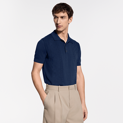 ルイヴィトン くり抜きジャカード織りの半袖ポロシャツ