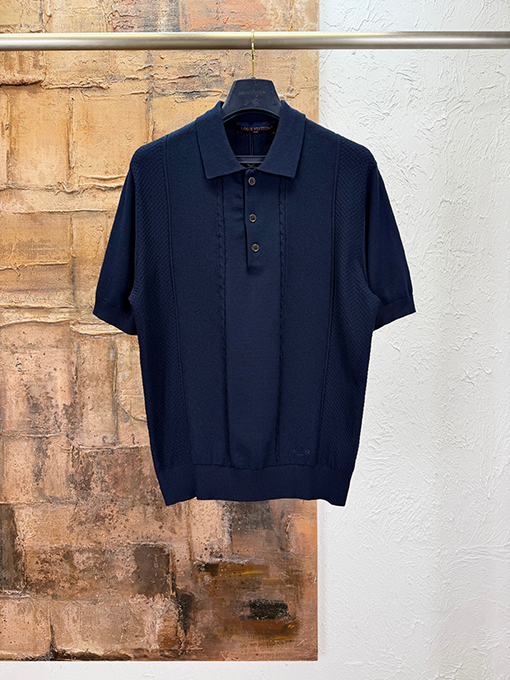 ルイヴィトン くり抜きジャカード織りの半袖ポロシャツ