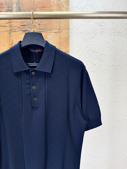 ルイヴィトン くり抜きジャカード織りの半袖ポロシャツ