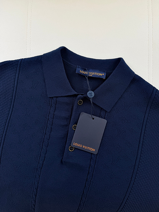 ルイヴィトン くり抜きジャカード織りの半袖ポロシャツ