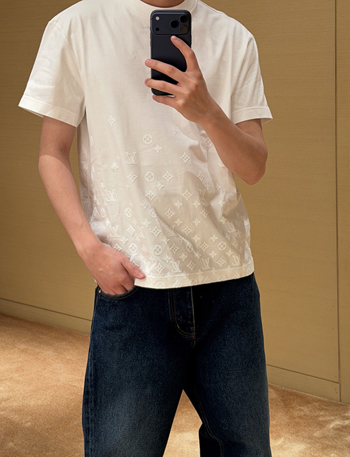 ルイヴィトン フロッキーグラデーションプリント半袖Tシャツ