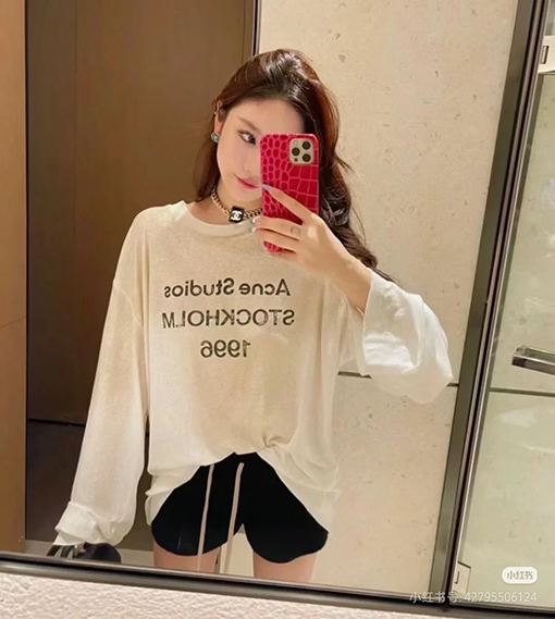 アクネストゥディオズスーパーコピー Acne Studios 1996 泥染め水洗いダメージをした長袖シャツ