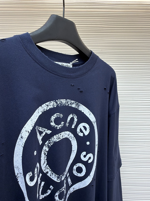 アクネストゥディオズブランドコピー Acne Studios ボタンロゴプリントのフェイクツーピース長袖シャツ