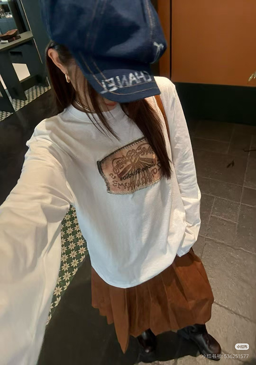 アクネストゥディオズ Acne Studios レトロなデジタルリボンプリントのゆったりとした長袖シャツ