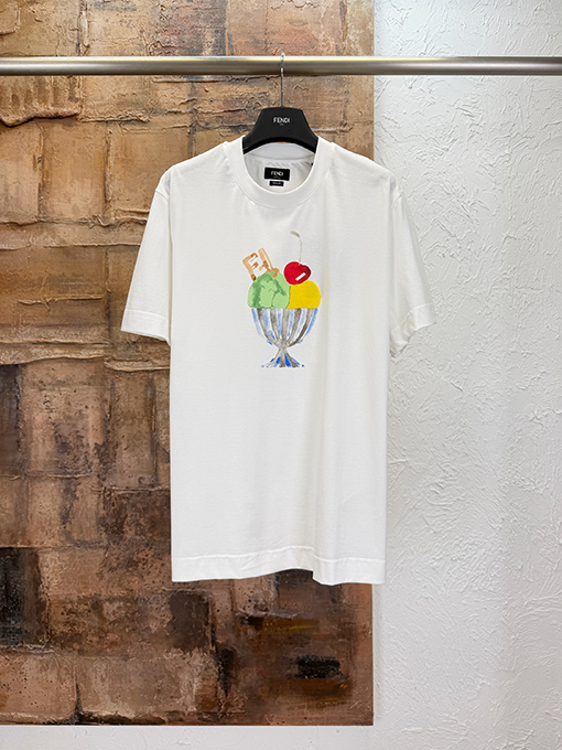 フェンディ 水彩画風プリントの半袖Tシャツ