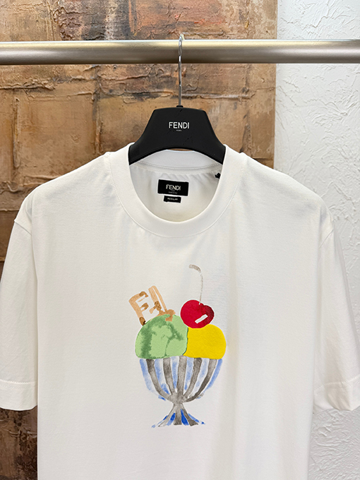 フェンディ 水彩画風プリントの半袖Tシャツ