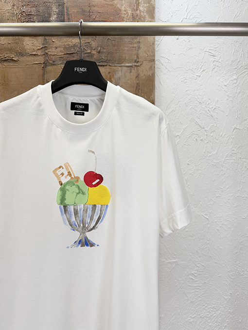 フェンディ 水彩画風プリントの半袖Tシャツ