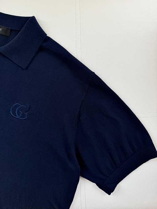 グッチ ダブルG刺繍りニット半袖ポロシャツ