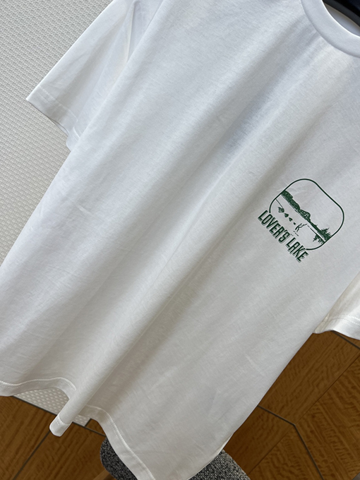 プラダ 湖の景色がプリントされたカジュアルな半袖Tシャツ