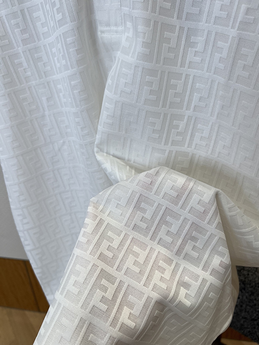 フェンディ ダブルFの総柄プリント入り半袖襟付きポロシャツ