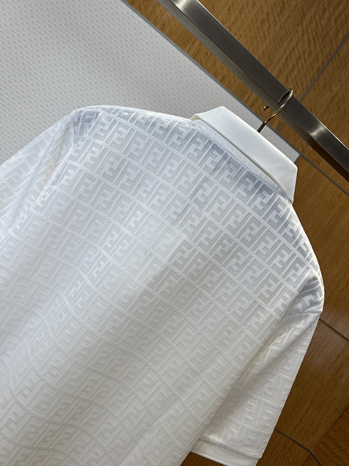 フェンディ ダブルFの総柄プリント入り半袖襟付きポロシャツ