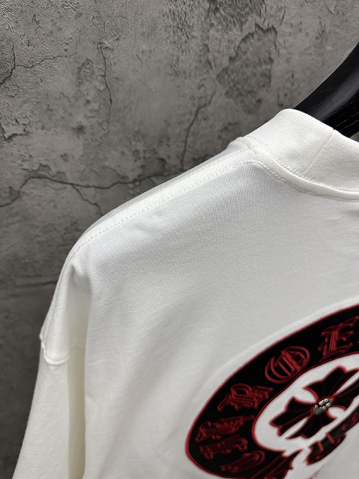 クロムハーツブランドコピー アメリカンスタイルの刺繍入りレザーカップル半袖Tシャツ