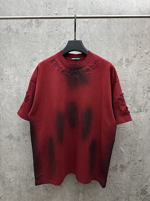 クロムハーツ アメリカンスタイルのウォッシュアップリケ刺繍入りカップル半袖Tシャツ