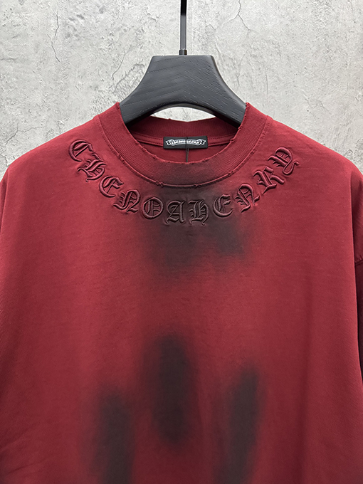 クロムハーツ アメリカンスタイルのウォッシュアップリケ刺繍入りカップル半袖Tシャツ