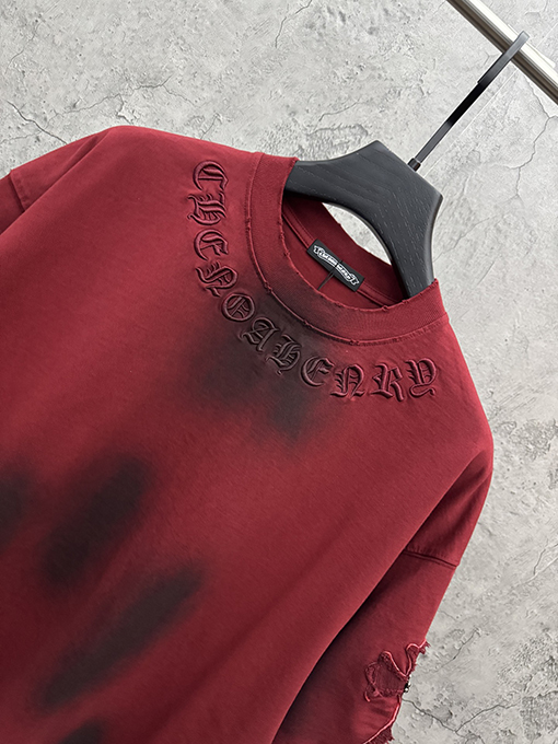 クロムハーツ アメリカンスタイルのウォッシュアップリケ刺繍入りカップル半袖Tシャツ