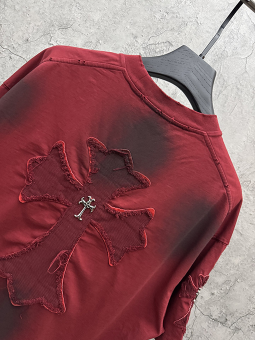 クロムハーツ アメリカンスタイルのウォッシュアップリケ刺繍入りカップル半袖Tシャツ