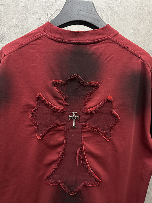 クロムハーツ アメリカンスタイルのウォッシュアップリケ刺繍入りカップル半袖Tシャツ