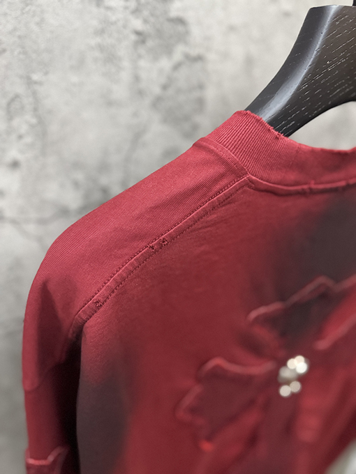 クロムハーツ アメリカンスタイルのウォッシュアップリケ刺繍入りカップル半袖Tシャツ