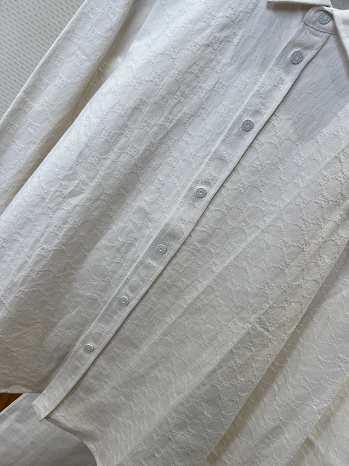 グッチスーパーコピー 全面プリントのジャカード織り長袖襟付きシャツとパンツのスーツ