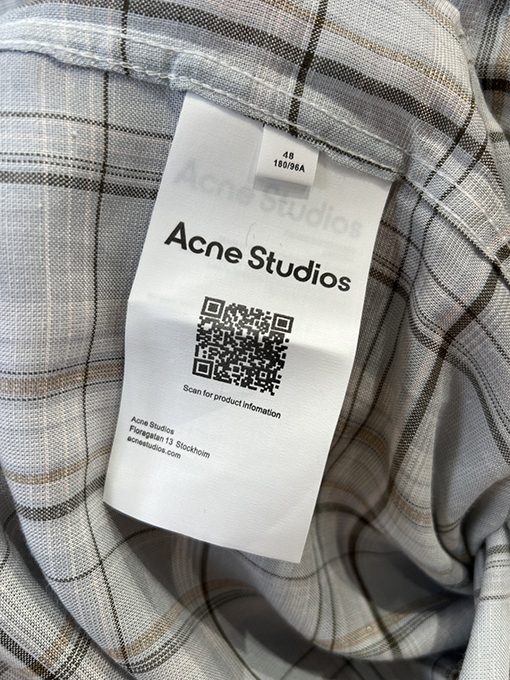 アクネストゥディオズ Acne Studios チェック柄のリボン刺繍入り長袖襟付きシャツ