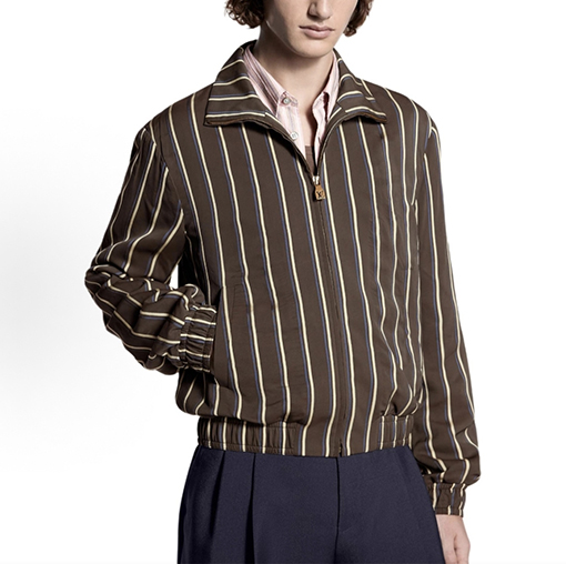 ルイヴィトン メタルロゴ入りストライプ柄ジップアップジャケット