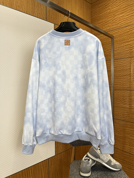 ルイヴィトン チェック柄刺繍りクルーネックのスウェットシャツ