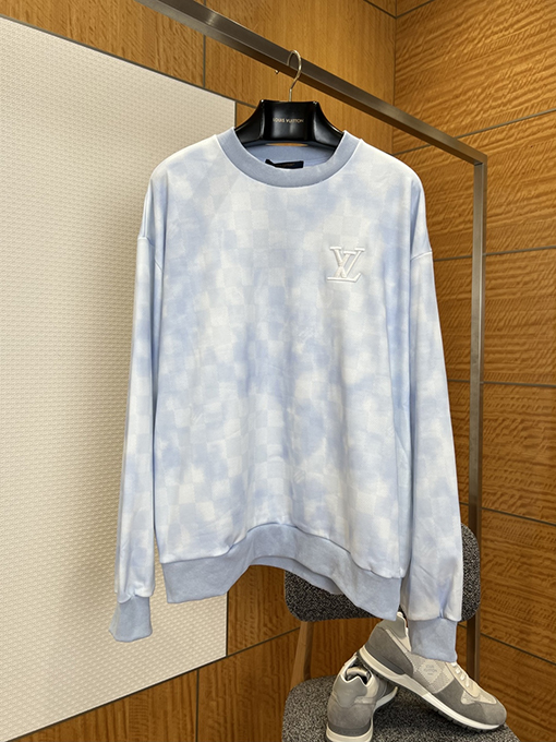 ルイヴィトン チェック柄刺繍りクルーネックのスウェットシャツ