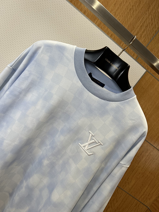 ルイヴィトン チェック柄刺繍りクルーネックのスウェットシャツ
