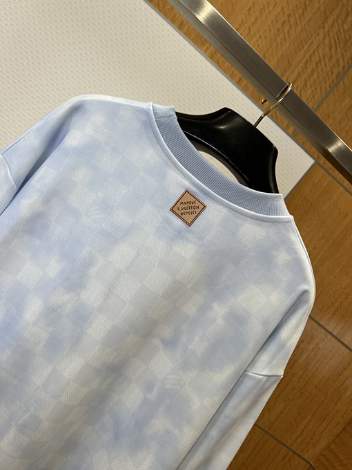 ルイヴィトン チェック柄刺繍りクルーネックのスウェットシャツ