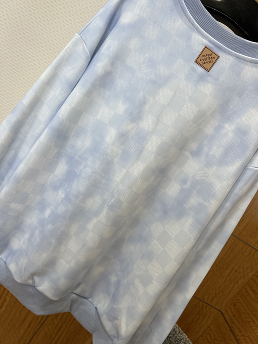 ルイヴィトン チェック柄刺繍りクルーネックのスウェットシャツ