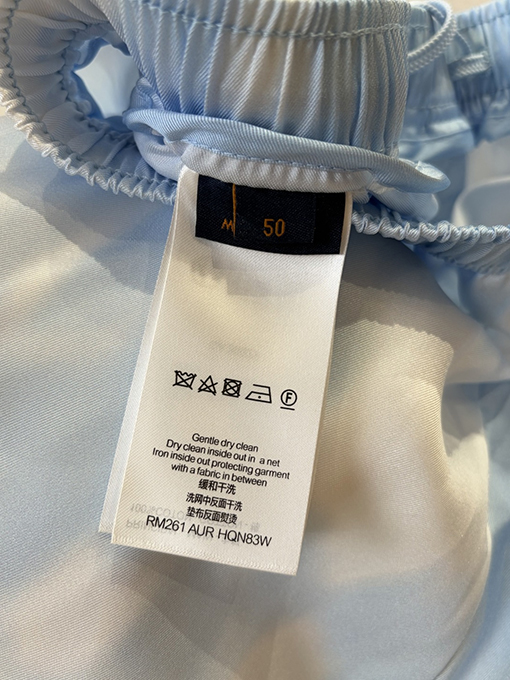 ルイヴィトンブランドコピー 青と白のタイダイ柄ドローストリングカジュアルショーツ