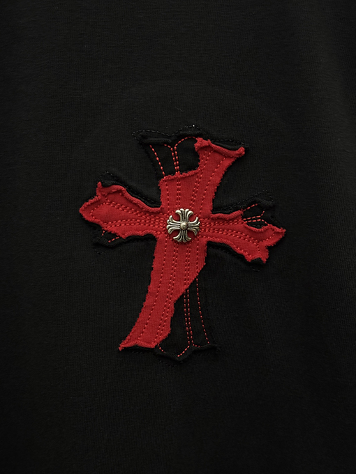 クロムハーツ アメリカンスタイルのベルベットアップリケ刺繍りカップル半袖Tシャツ