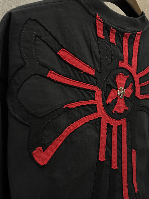クロムハーツ アメリカンスタイルのベルベットアップリケ刺繍りカップル半袖Tシャツ