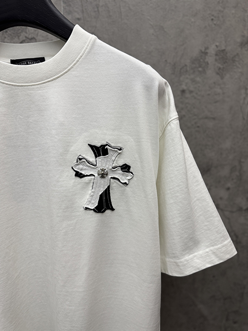 クロムハーツ アメリカンスタイルのベルベットアップリケ刺繍りカップル半袖Tシャツ