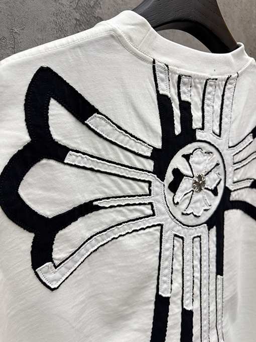 クロムハーツ アメリカンスタイルのベルベットアップリケ刺繍りカップル半袖Tシャツ